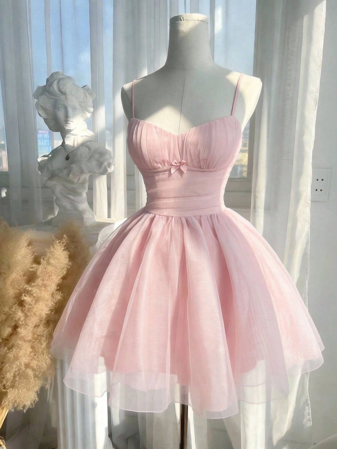 Ruched Sweetheart Spaghetti Strap Mini Dress