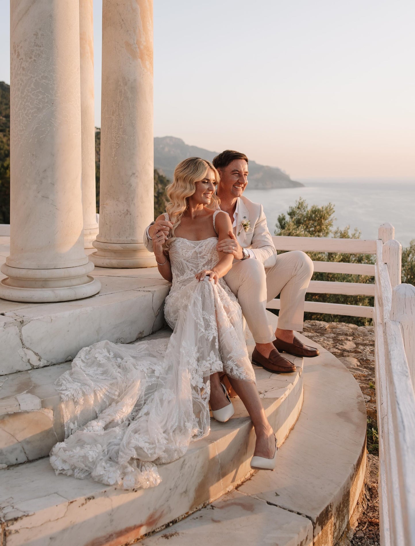Embroidered Lace Sheath Wedding Dress with Train