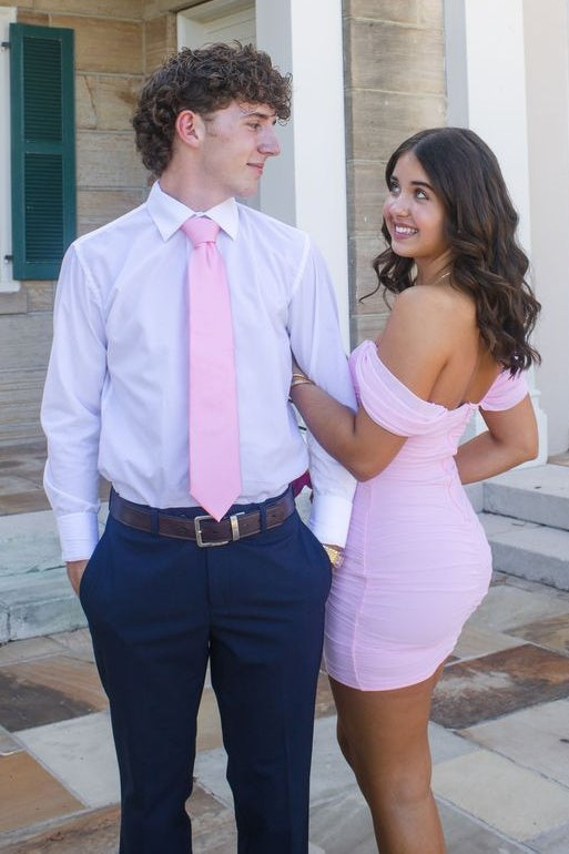 Ruched Off-the-Shoulder Sweetheart Bodycon Mini Dress