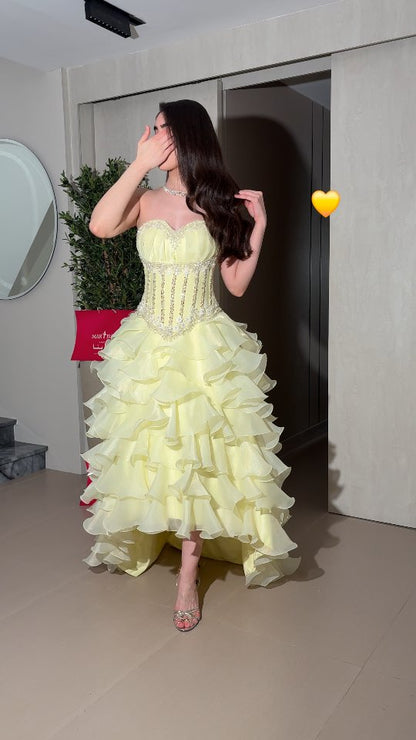 Strapless Sweetheart Corset Gown with Ruffled Skirt