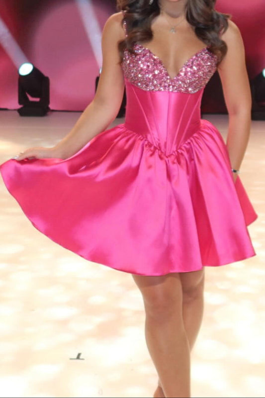 Sweetheart Corset Satin Mini Homecoming Dress