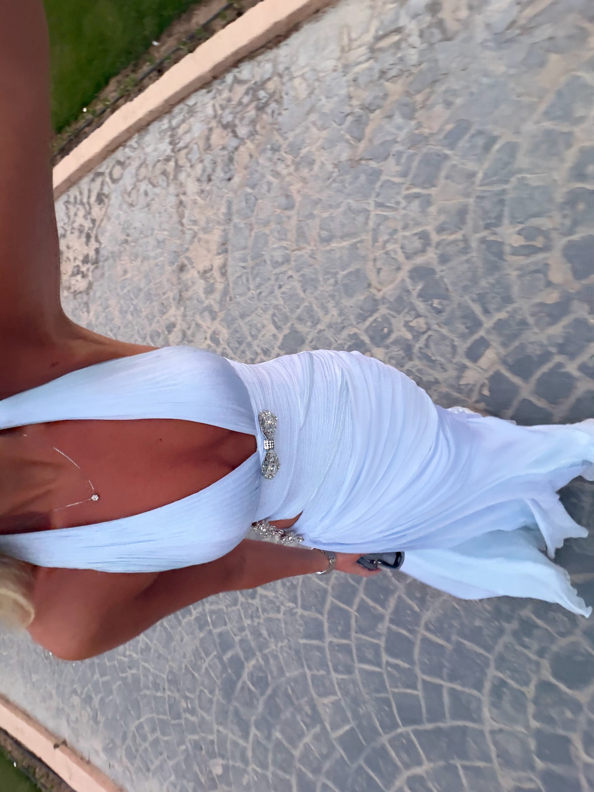 Halter Cut-Out Draped Floor-Length Gown