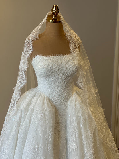 Strapless Lace Ball Gown Wedding Dress