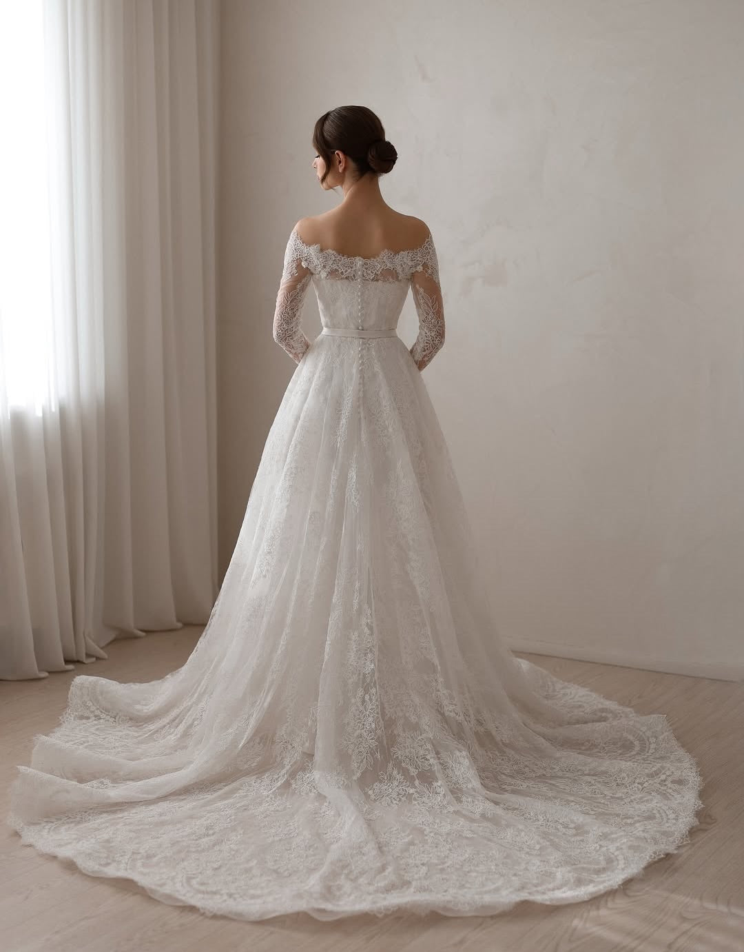 Lace Off-Shoulder A-Line Wedding Dress