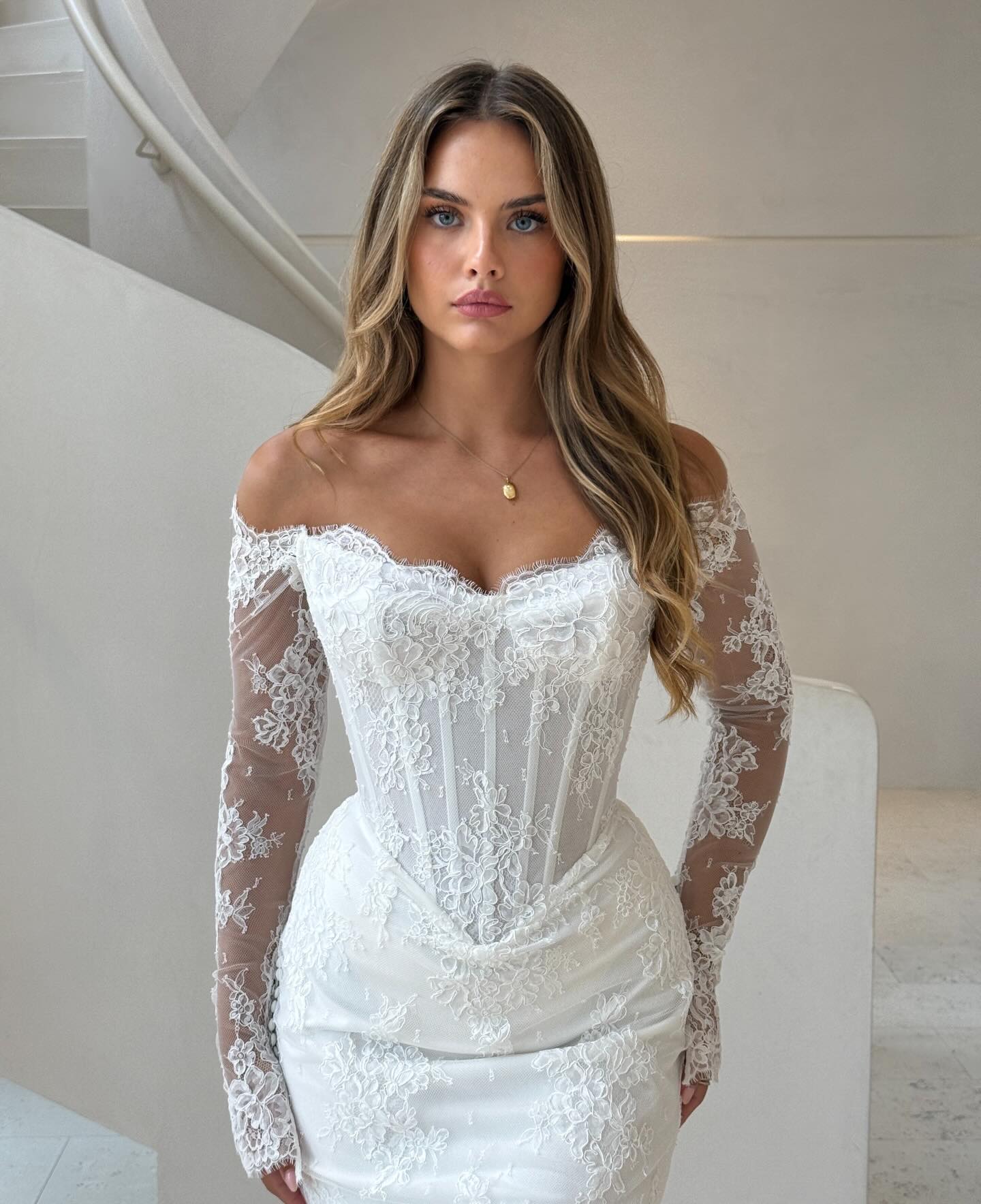 Corset Lace Mermaid Bridal Gown with Train