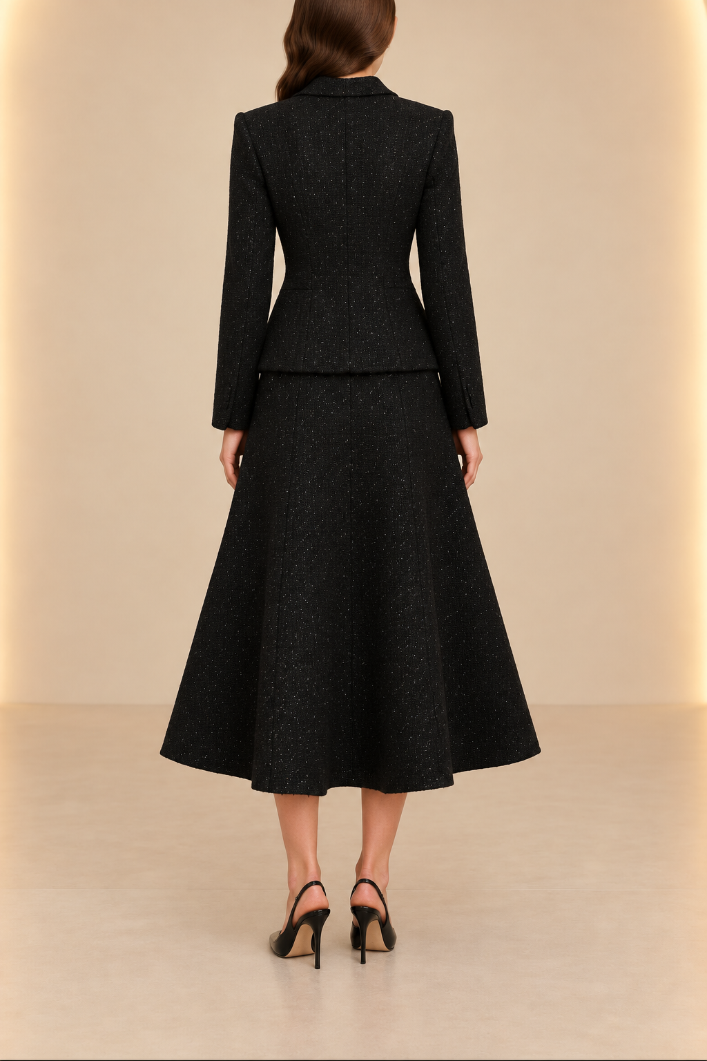 Peplum Blazer and A-Line Skirt Two-Piece Set