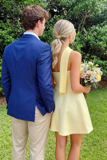 Elegant Strapless A-Line Mini Dress with Scarf Detail