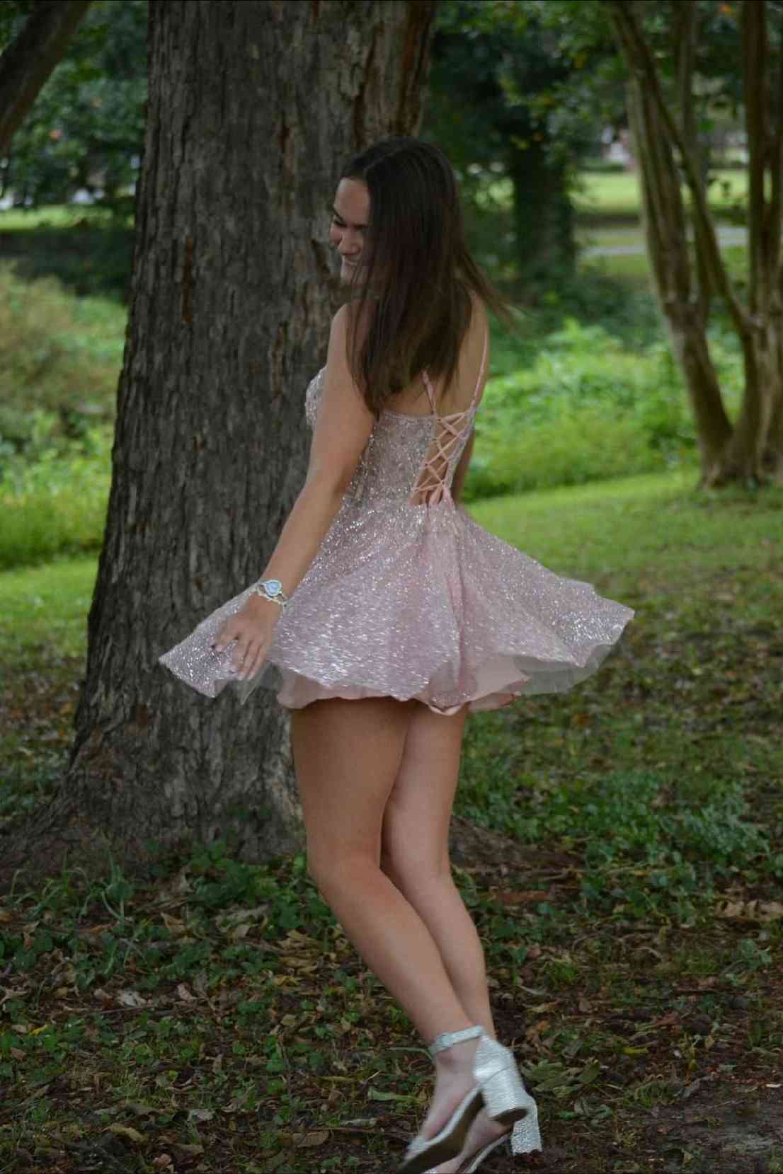 Sequin Corset Mini Dress with Lace-Up Back