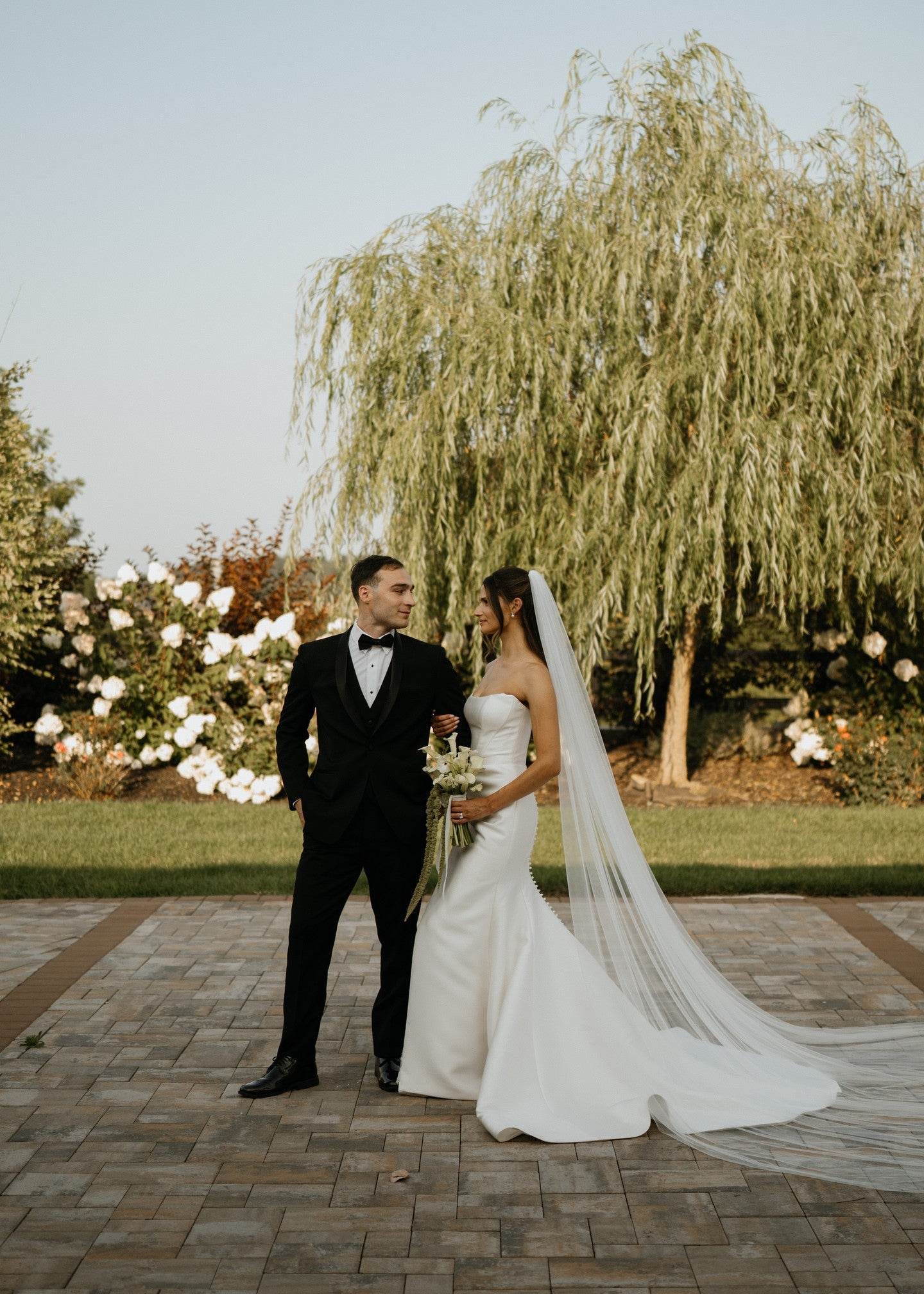 Strapless Mermaid Wedding Gown with Cathedral Veil