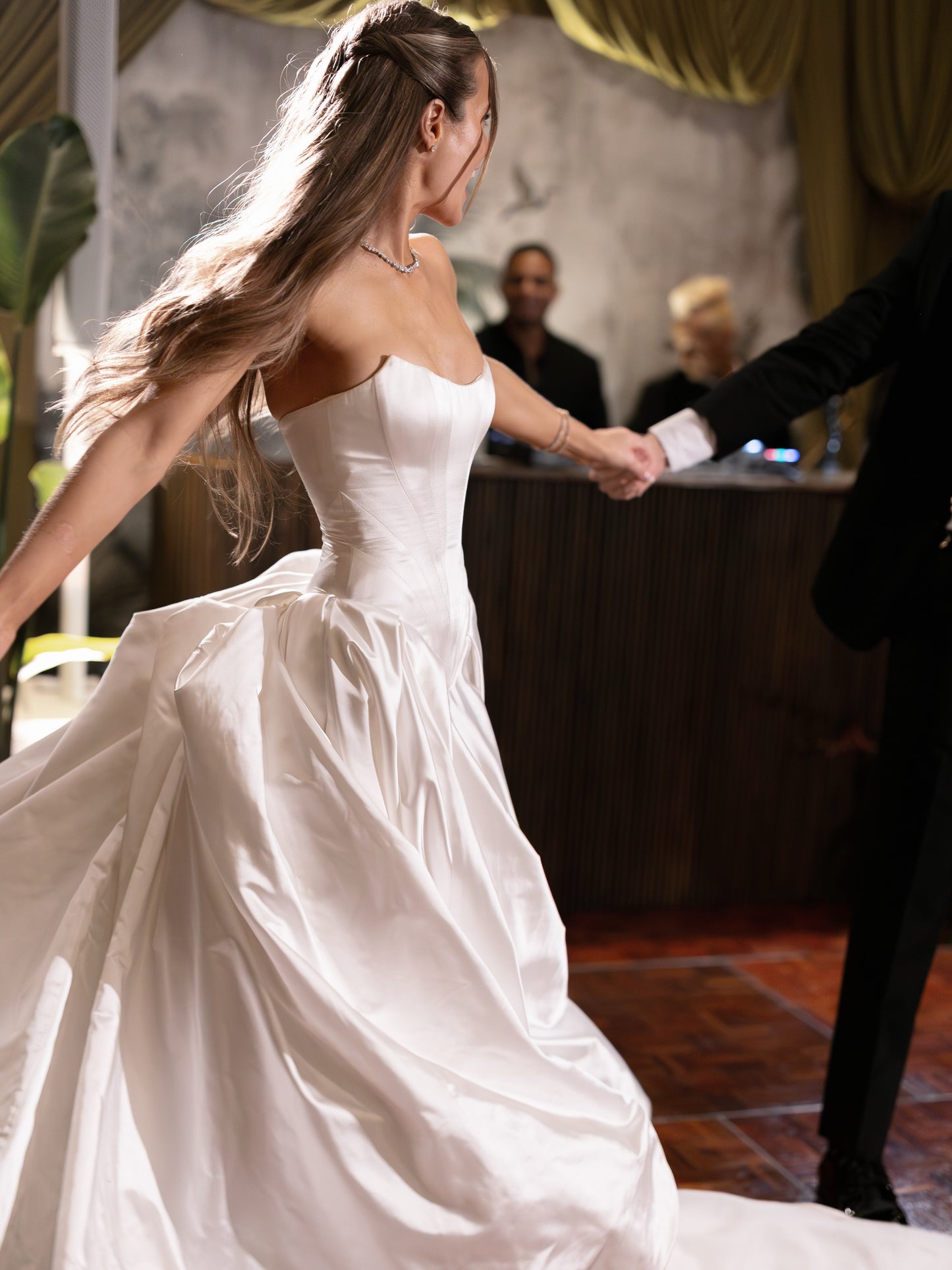 Strapless Basque Waist Ball Gown Wedding Dress