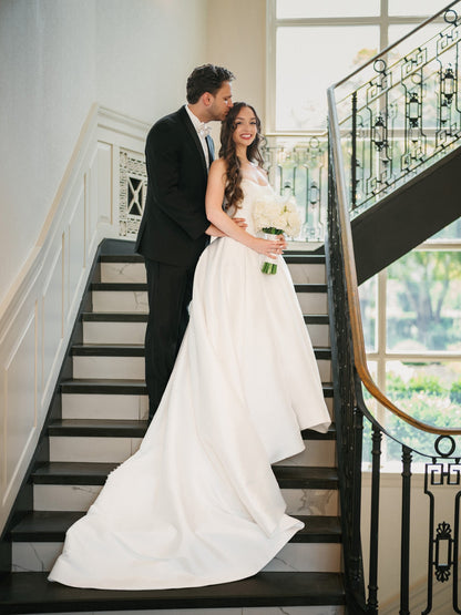 Strapless Ball Gown Wedding Dress with Pleated Skirt