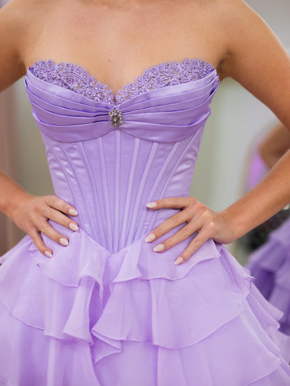 Strapless Corset Tiered Ruffle Mini Dress