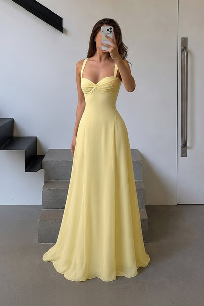Ruched Bustier Maxi Dress with Thick Straps
