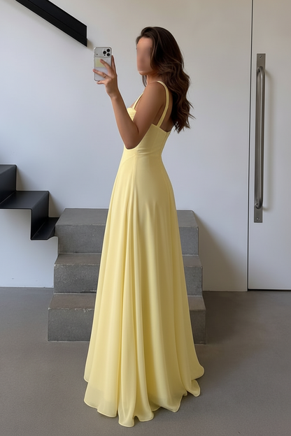 Ruched Bustier Maxi Dress with Thick Straps