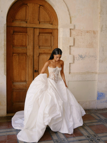 Strapless Lace Corset Ball Gown Wedding Dress