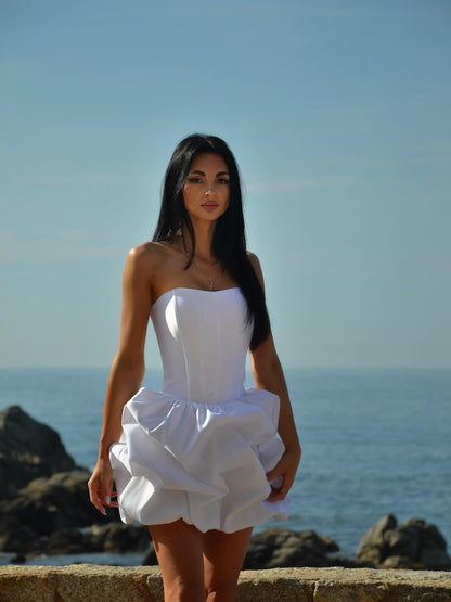 Strapless Corset Bubble Skirt Mini Dress
