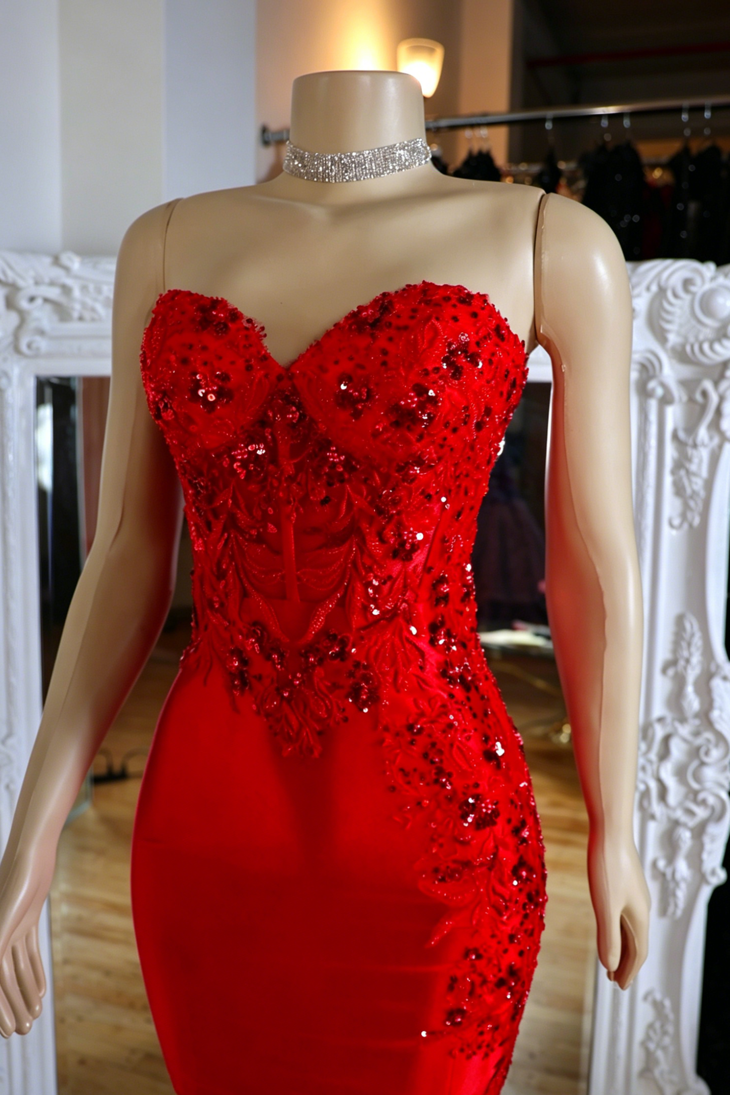 Beaded Strapless Sweetheart Corset Bodycon Mini Dress