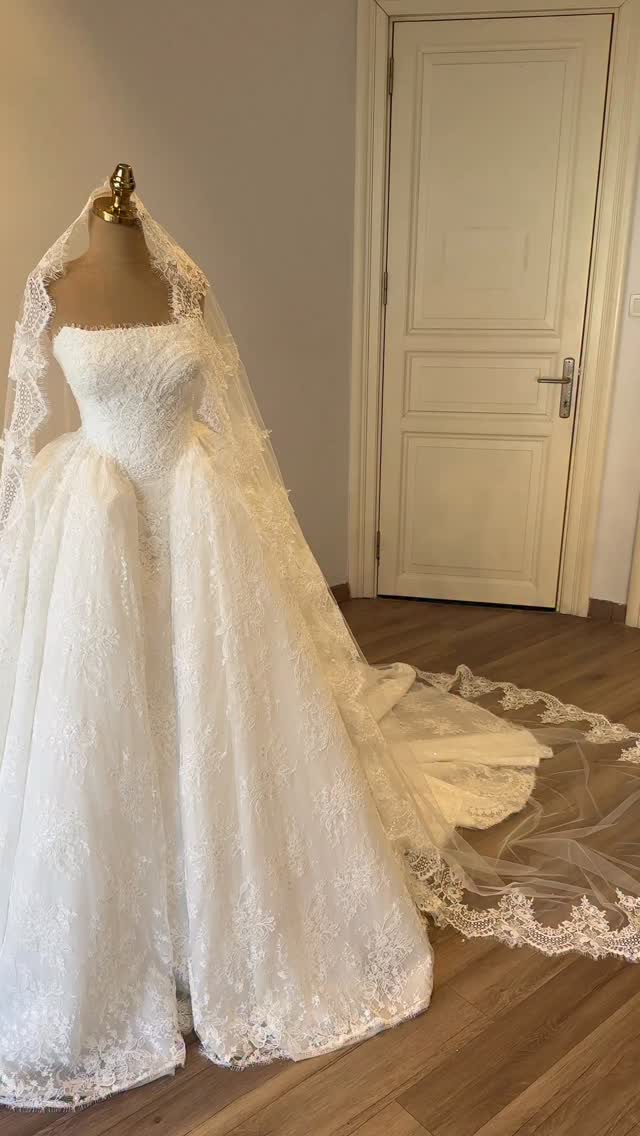 Strapless Lace Ball Gown Wedding Dress