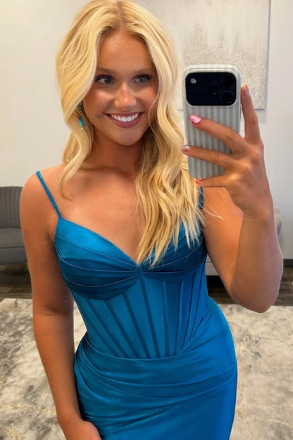 Satin Corset Mini Dress with Lace-Up Back