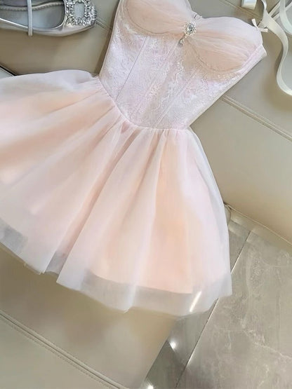 Lace and Tulle Corset Mini Princess Dress