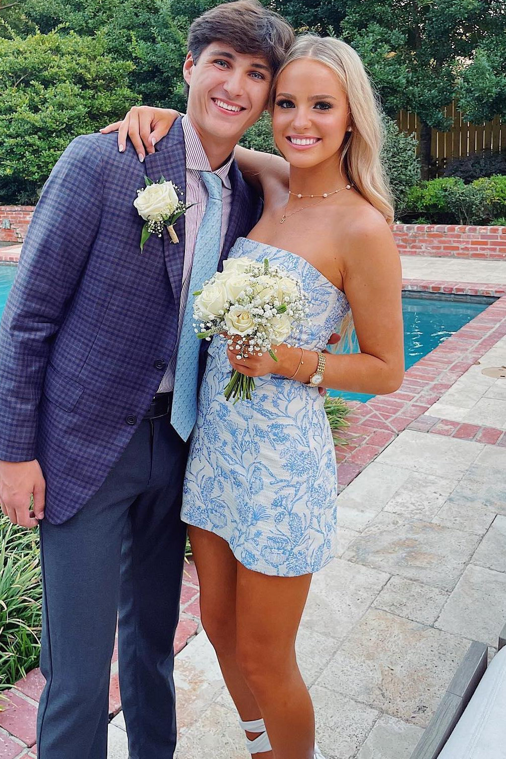 Strapless Floral Print Mini Dress