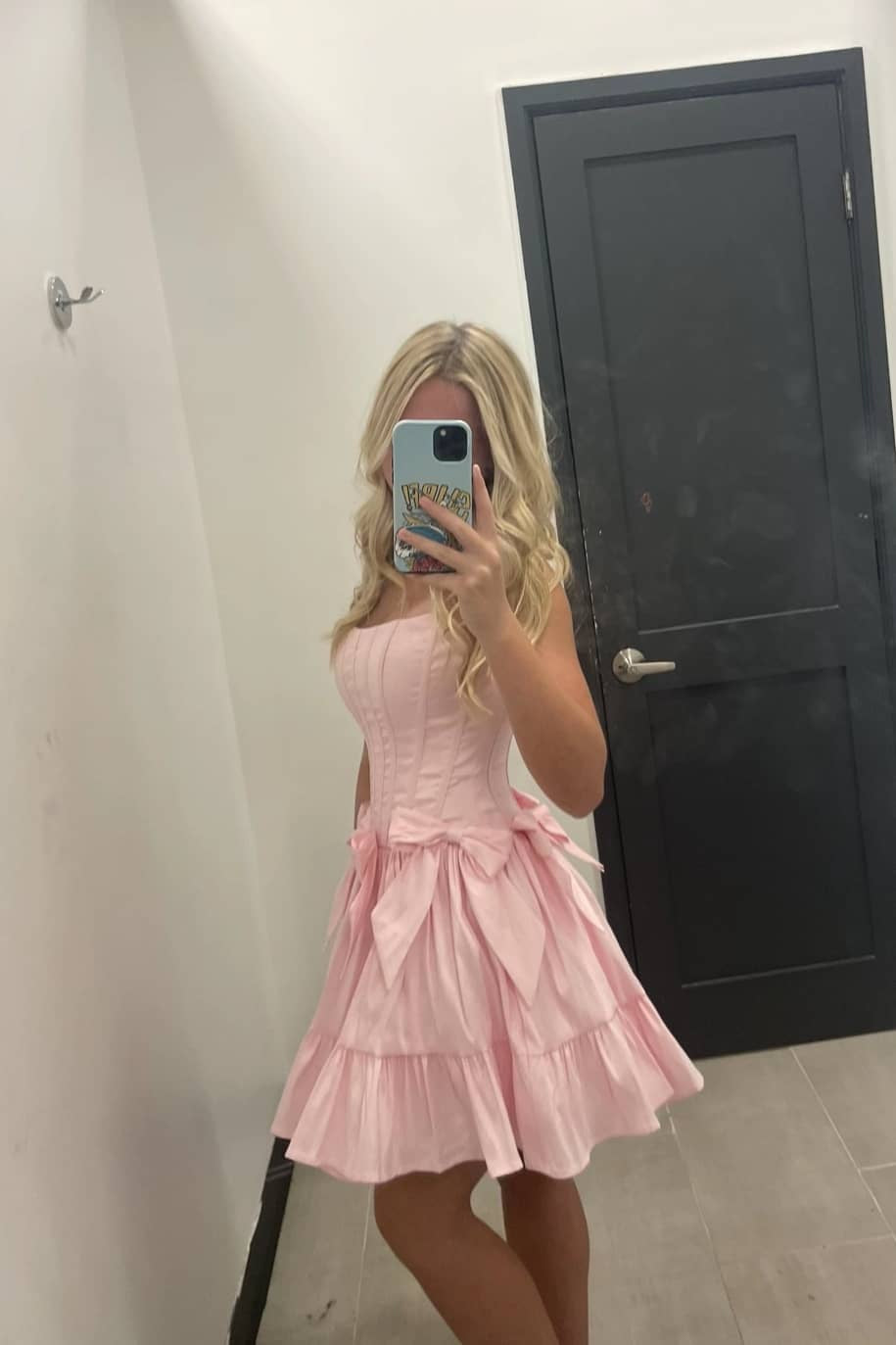 Strapless Corset Tiered Mini Dress with Bows