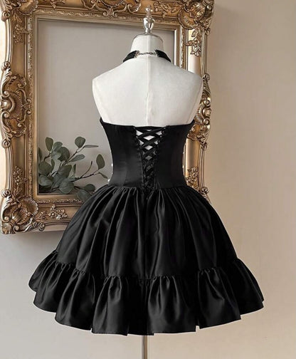 Strapless Pearl Corset Satin Mini Dress