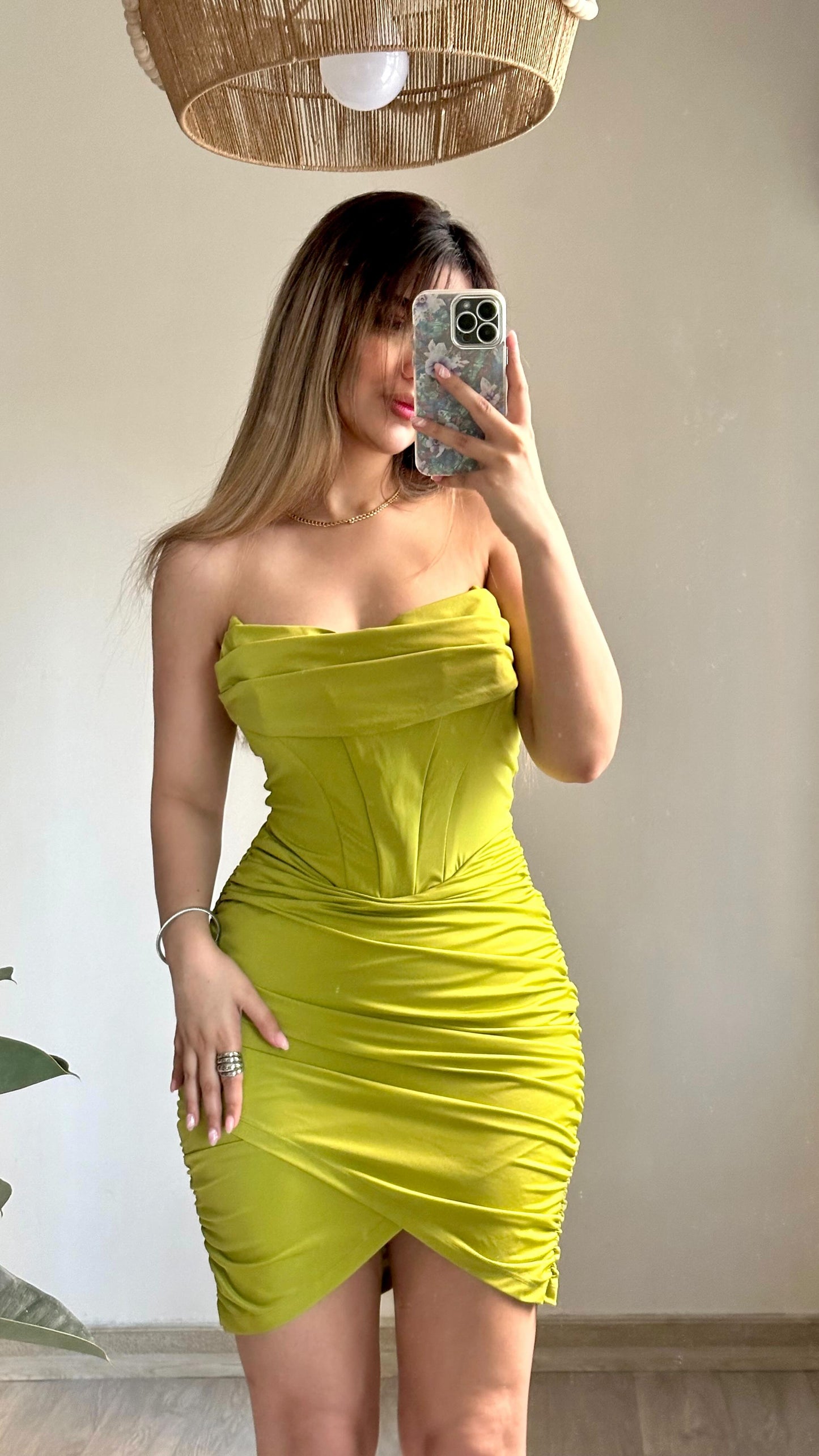 Strapless Ruched Corset Bodycon Mini Dress