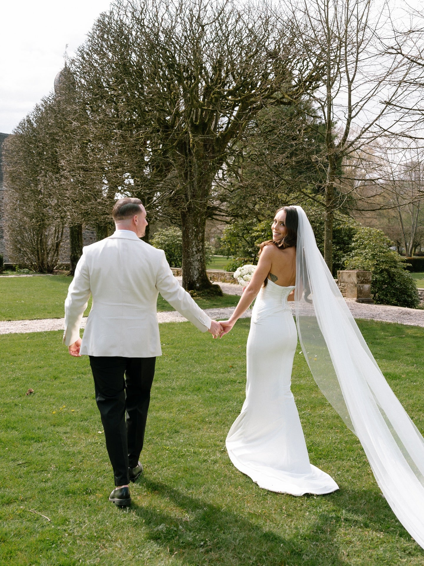 Plunging V-Neck Mermaid Wedding Gown with Sweep Train