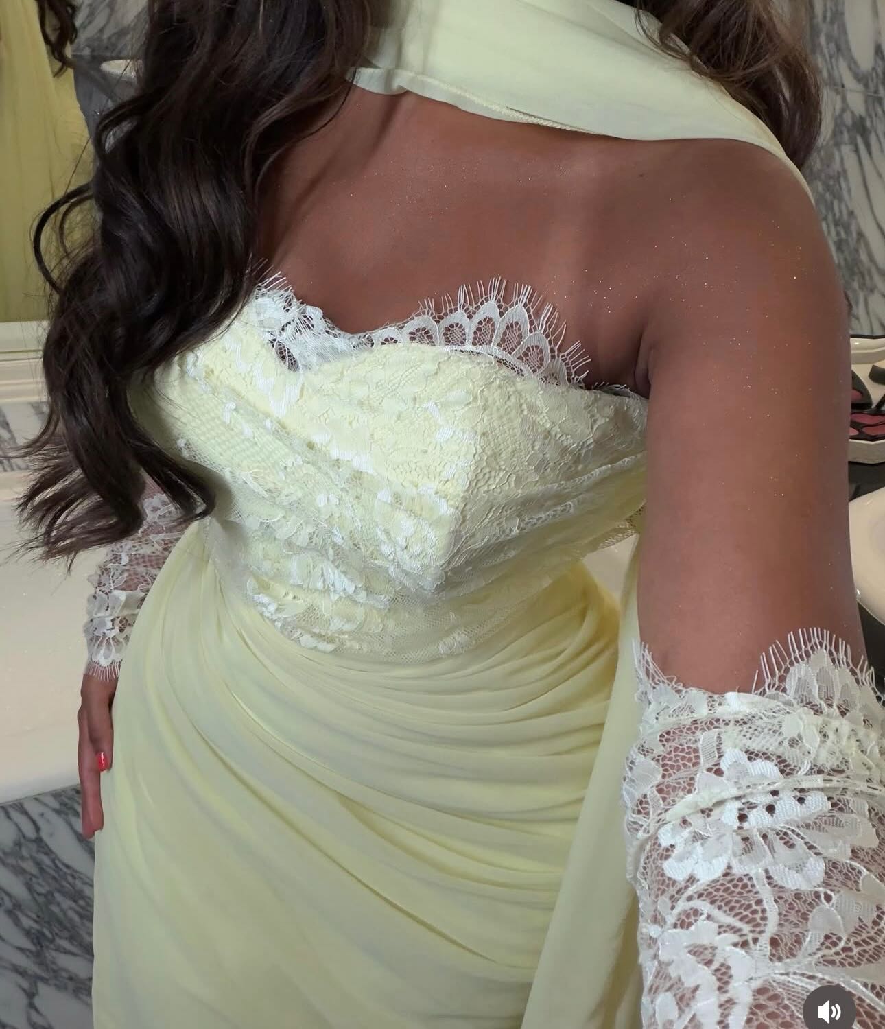 Strapless Ruched Evening Gown with Matching Scarf
