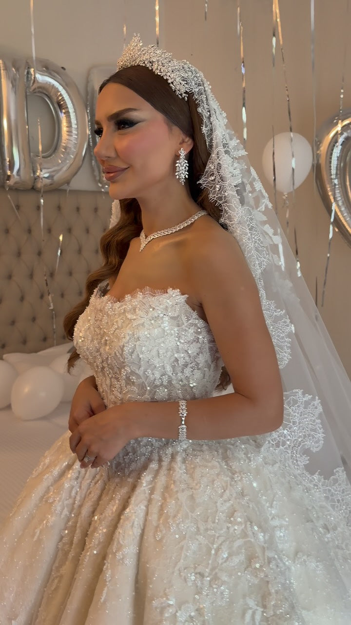 Strapless Lace Ball Gown Wedding Dress