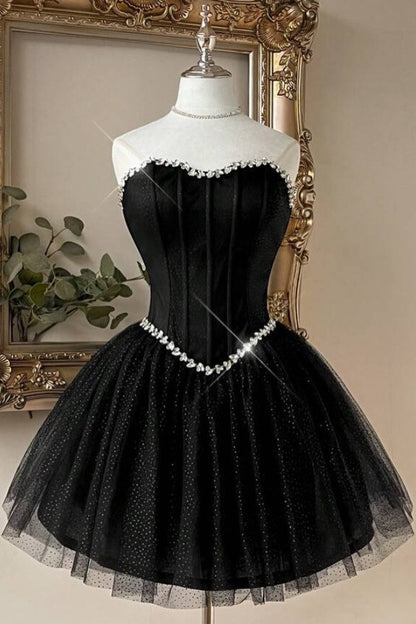 Strapless Sweetheart Glitter Corset Mini Dress