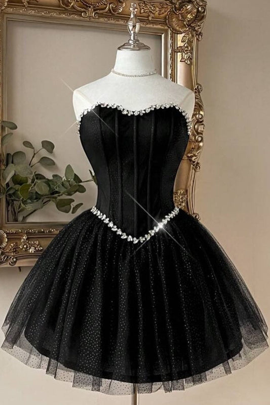 Strapless Sweetheart Glitter Corset Mini Dress