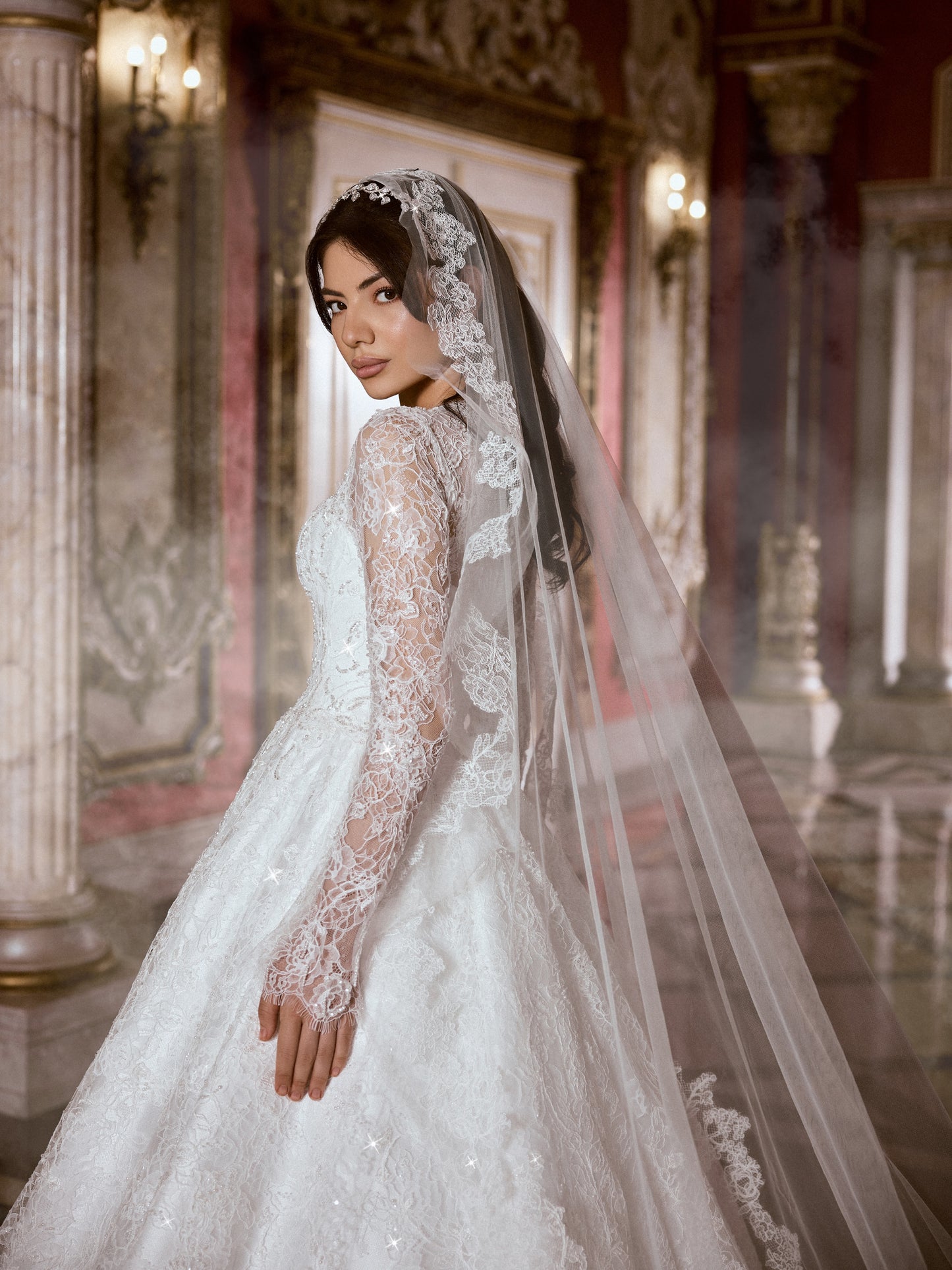 Long Sleeve Lace Ball Gown Wedding Dress