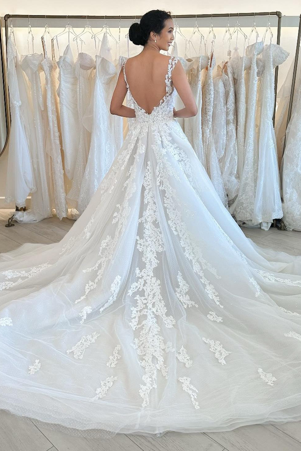 Glitter Tulle Ball Gown Wedding Dress