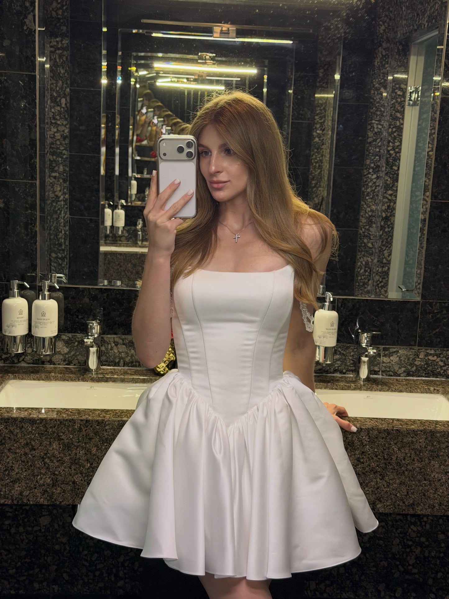 Off-Shoulder Fit and Flare Mini Dress with Beaded Straps