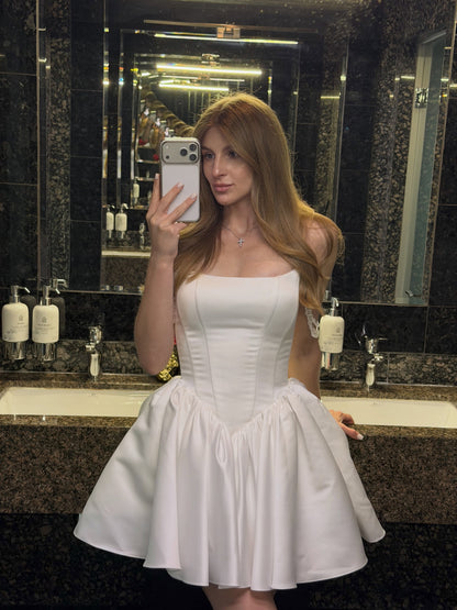Off-Shoulder Fit and Flare Mini Dress with Beaded Straps