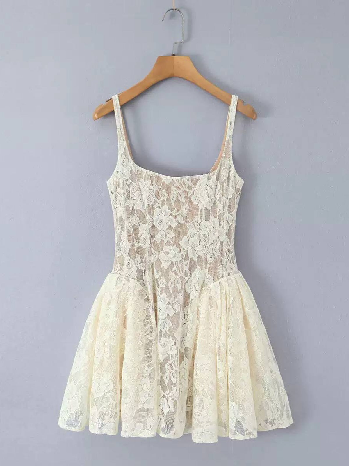 Spaghetti Strap Lace Mini Fit and Flare Dress