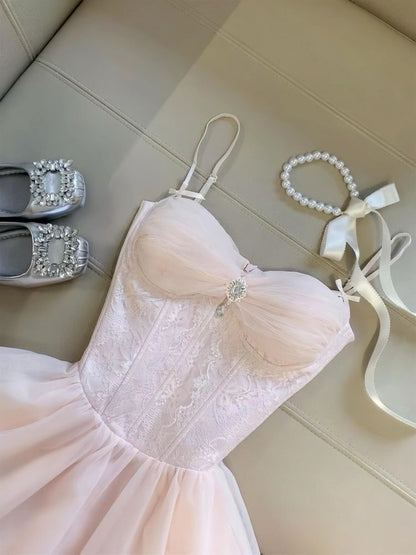 Lace and Tulle Corset Mini Princess Dress