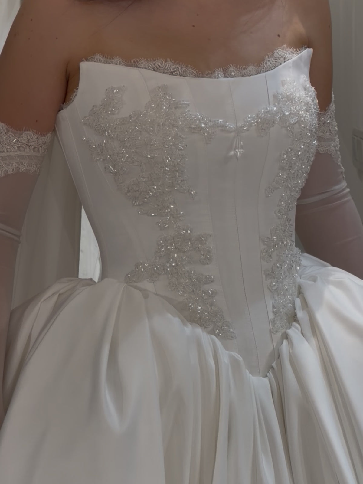 Basque Waist Ball Gown Wedding Dress with Cape