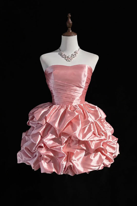 Strapless Satin Bubble Skirt Homecoming Dress