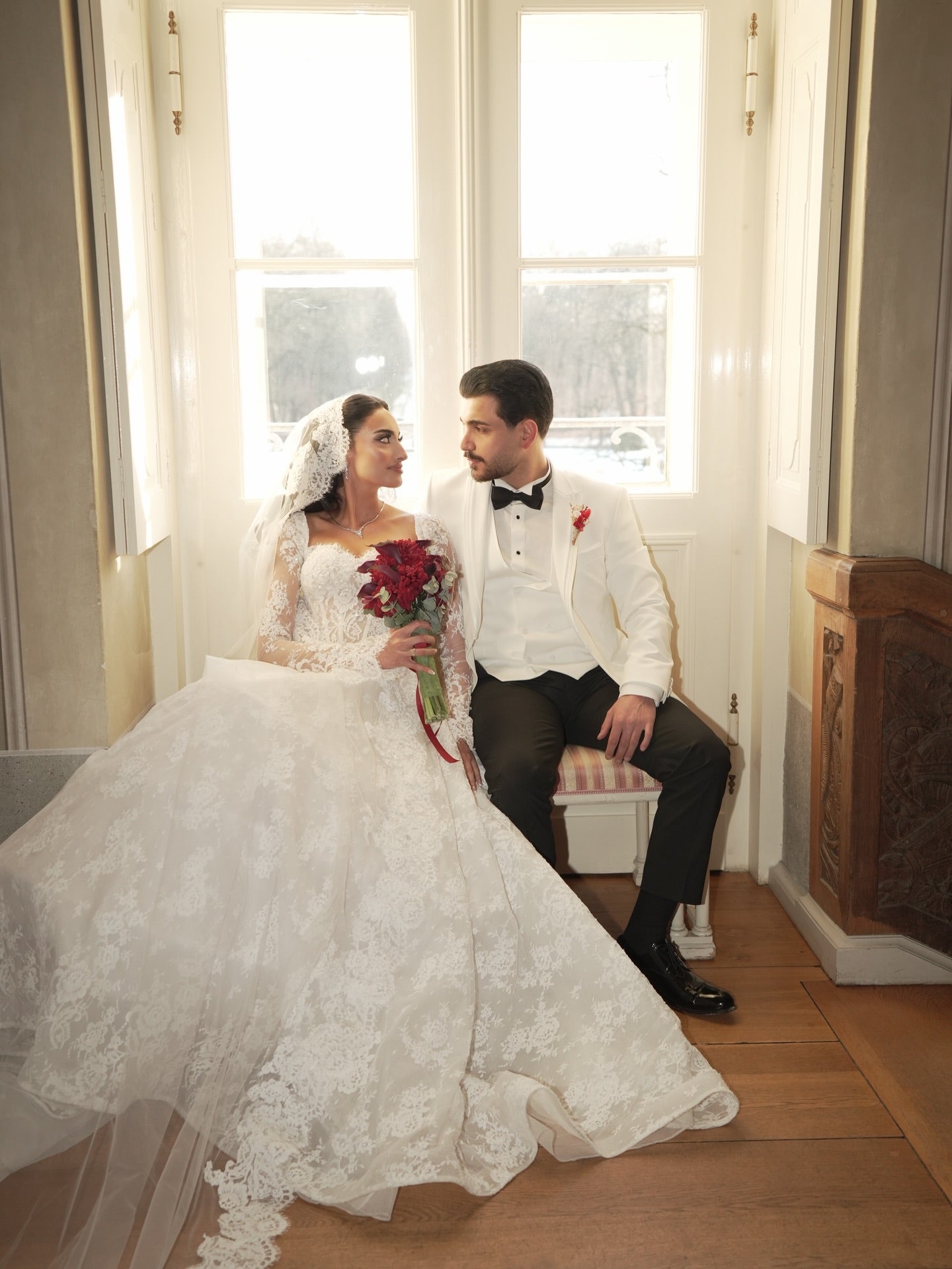 Long Sleeve Lace Ball Gown with Cathedral Train
