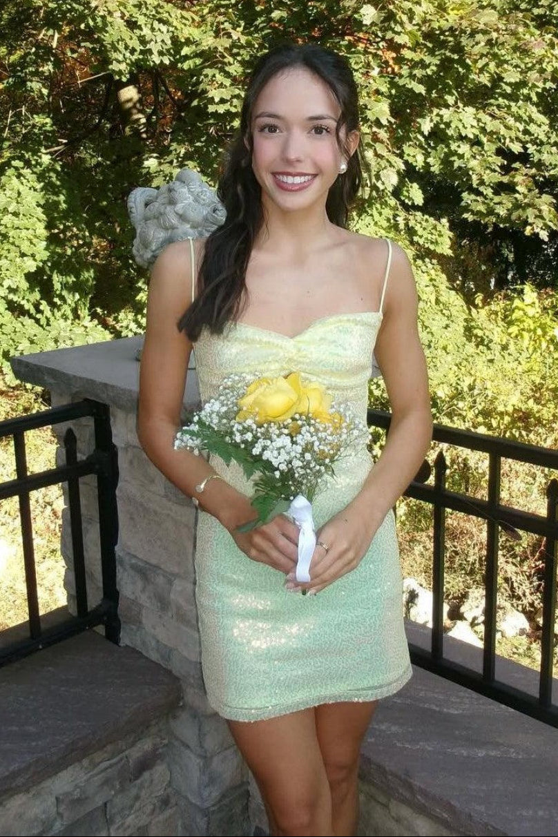 Sequin Sweetheart Mini Dress with Spaghetti Straps