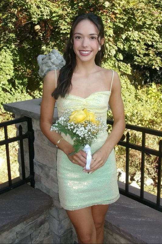 Sequin Sweetheart Mini Dress with Spaghetti Straps