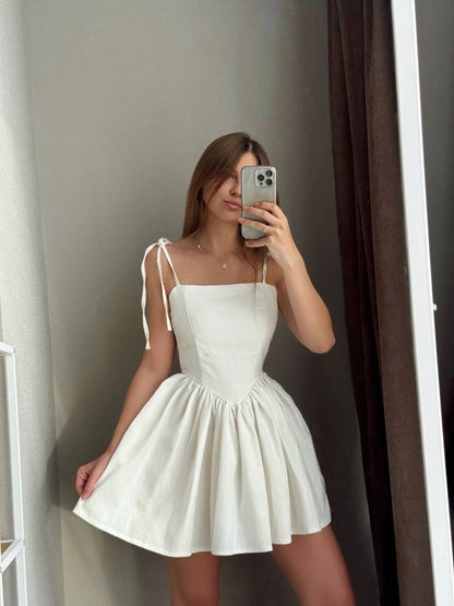 Tie-Strap Corset Mini Dress with Open Back