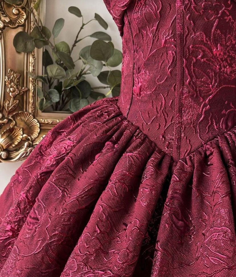 Strapless Jacquard Mini Ball Gown Corset Dress