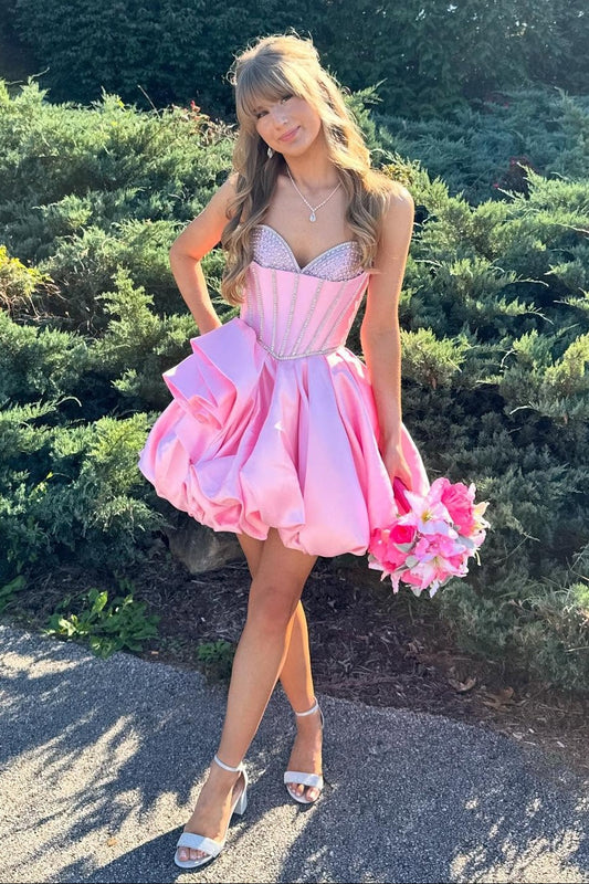 Strapless Sweetheart Corset Bubble Mini Dress
