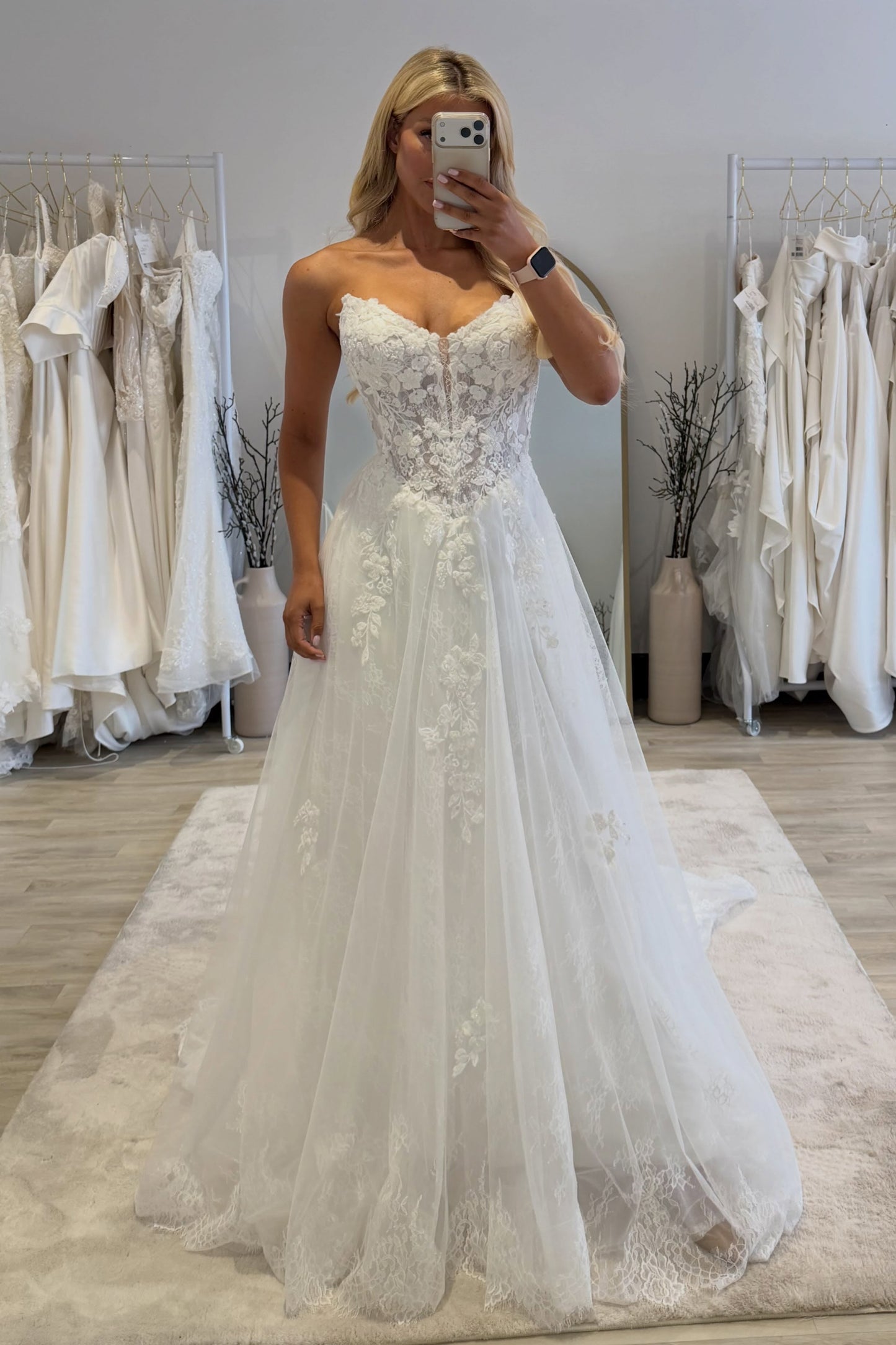 Strapless Lace Corset A-Line Wedding Dress