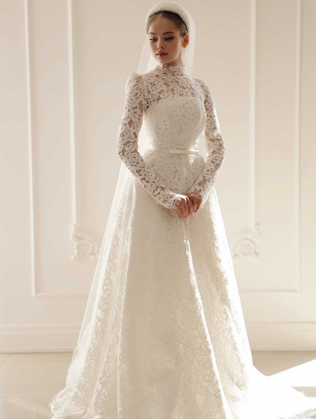 High Neck Lace A-Line Wedding Dress