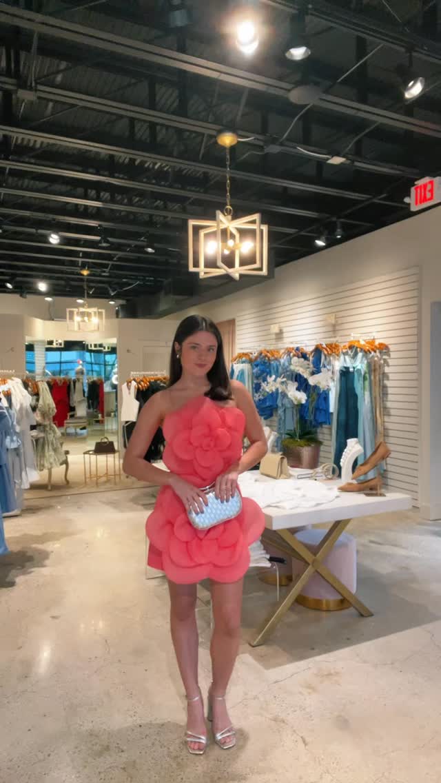 3D Floral Applique One Shoulder Mini Dress